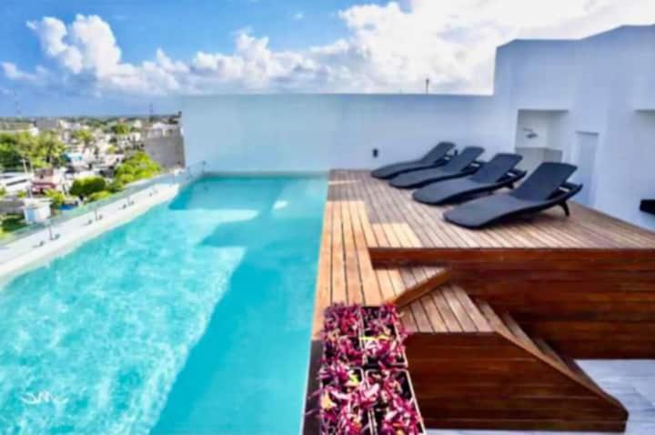 Stylish And Fancy Studio Next To 5Th Av Roof Pool Dk Playa del Carmen Bagian luar foto